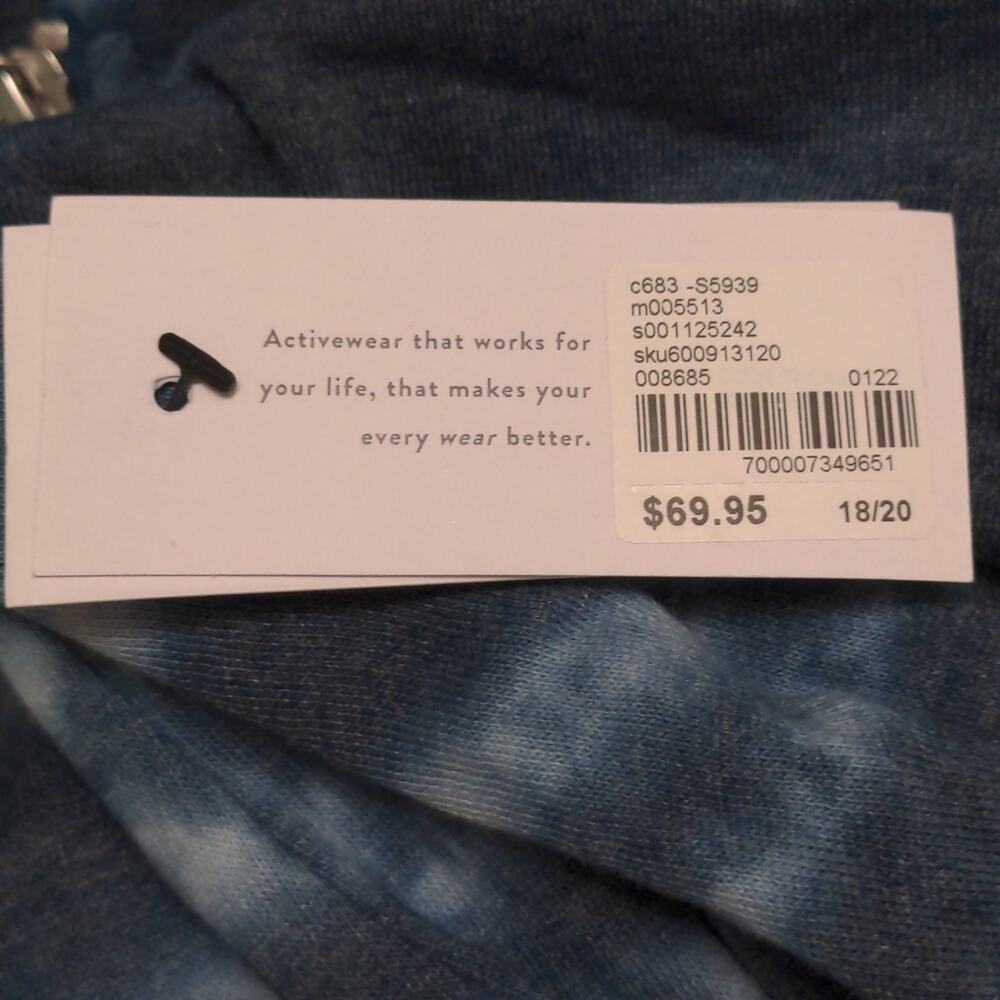 Lane Bryant LIVI Active Sweatshirt Full Zip Tie Dye Hoodie Blue White 18/20 New - Picture 8 of 10